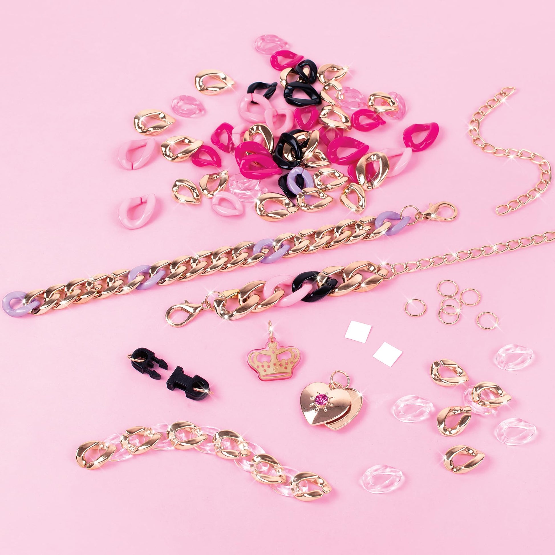 Make It Real Juicy Couture: Chic Links - 211 pcs, DIY Jewelry Kit, Design & Create Signature Jewelry, Customizable Locket, Tweens, Girls & Kids Ages