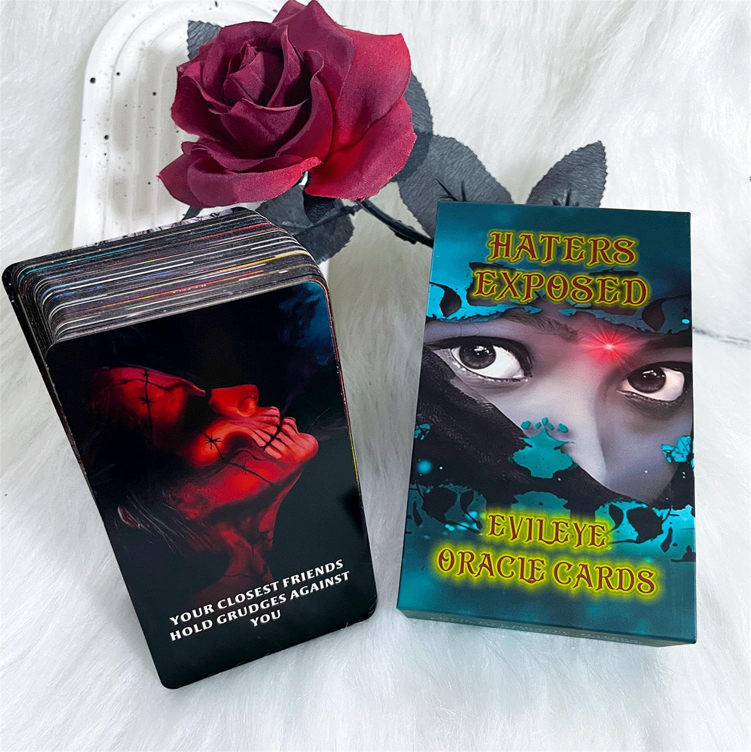 ZHQGYN Evil Eye Oracle Cards, Haters Exposed, Return to Sender, Oracle Cards for Insight and Discovery, Eyewitness Exposed, Deck of Wisdom