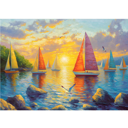 Puzzles for Adults 1000 Pieces, Ocean Sunset Sailing Jigsaw Puzzles 1000 Pieces - Sails Aglow, Summer Decor Impossible Puzzle, Finished Size 27.56 *