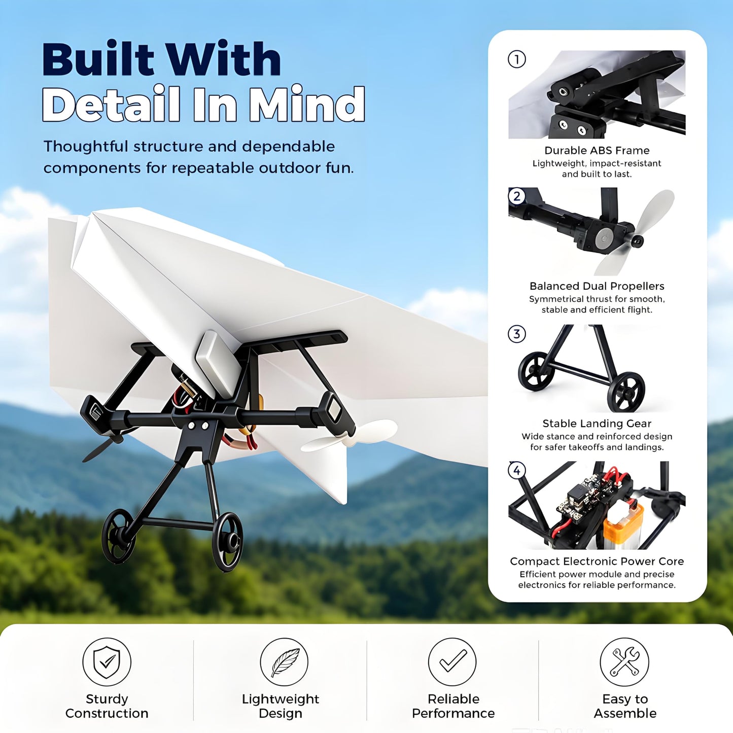 RC Paper Airplane Kit, DIY RC Plane with Gyro Stabilizer (One Battery)