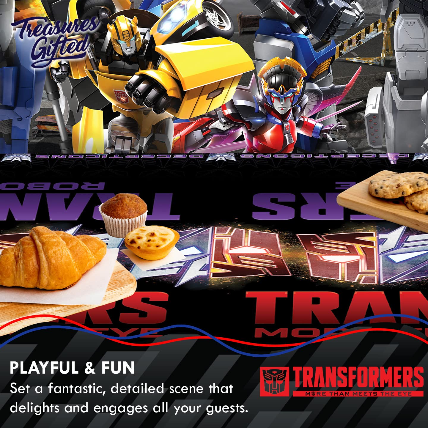 Treasures Gifted Officially Licensed Transformers Birthday Party Supplies - Pack of 3 Tablecloth for Birthday 54 x 108 Inches - Transformers Party