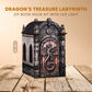 DIY Book Nook Kit, Dragons Treasure Labyrinth Miniature House Kit for Adults - 3D Wooden Puzzle Bookshelf Insert with LED Light, Touch Switch