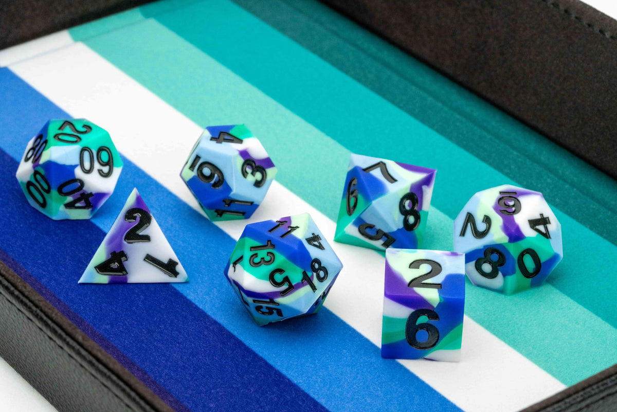FanRoll 16mm Pride Sharp Edge Silicone Rubber Poly Dice Set: Gay Men