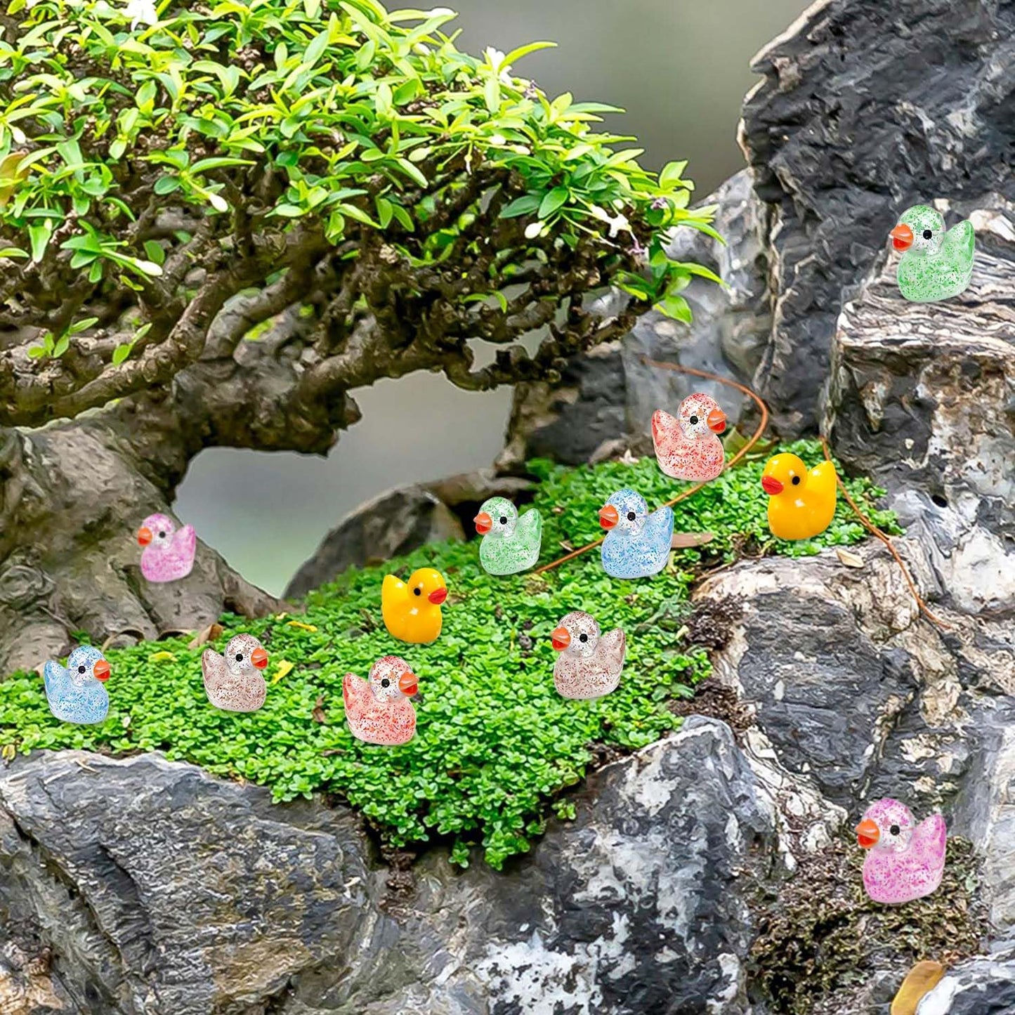 SHIFANQI 150pcs Mini Resin Animals, Tiny Resin Animals Miniature Little Small Ducks Animal Figures Bulk for Micro Fairy Garden Landscape Accessories