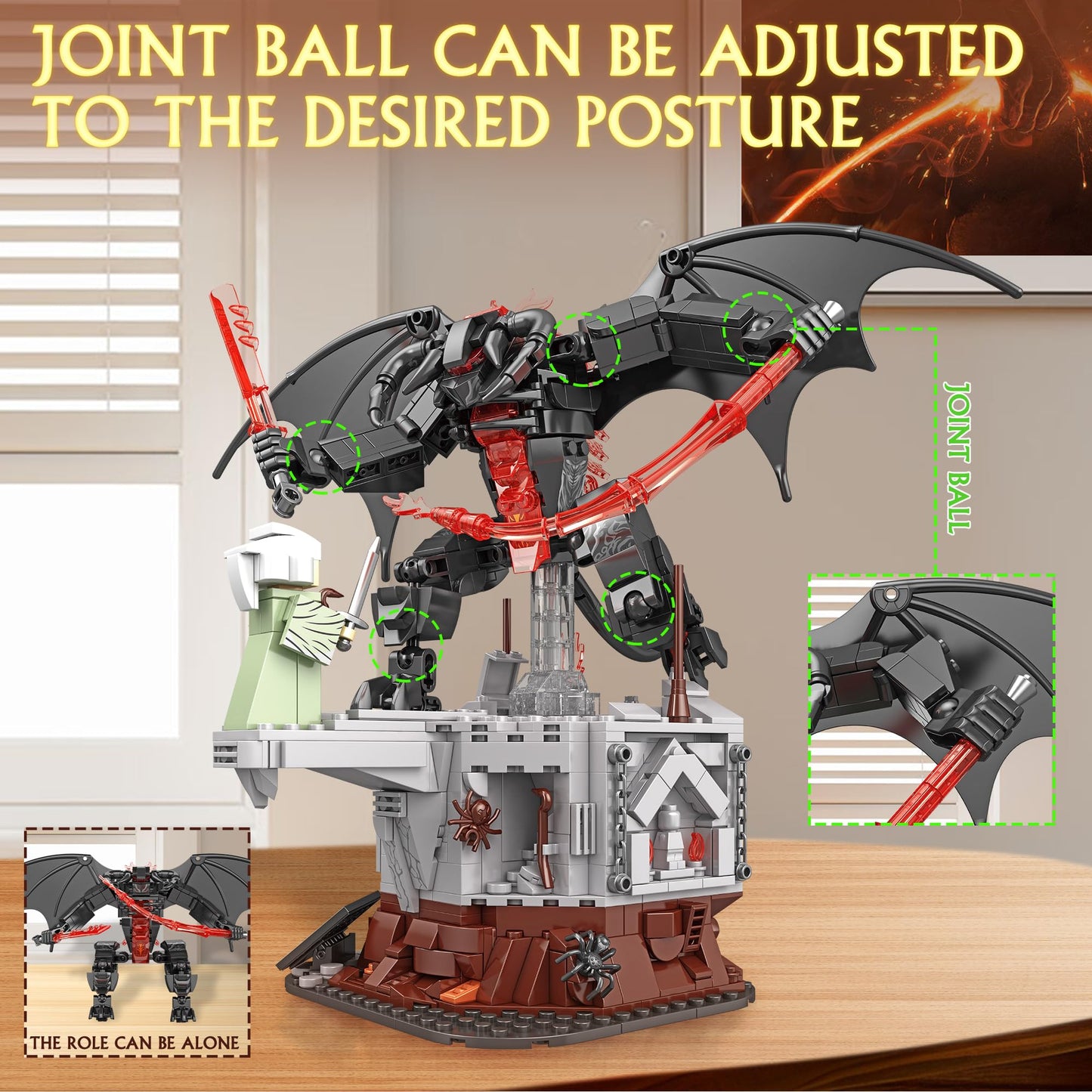 KHEO Magic Rings Battle Construction Building Set, Guardian Showdown Dark Lord Monsters Building Toys, Monsters Building Block Collection Gift