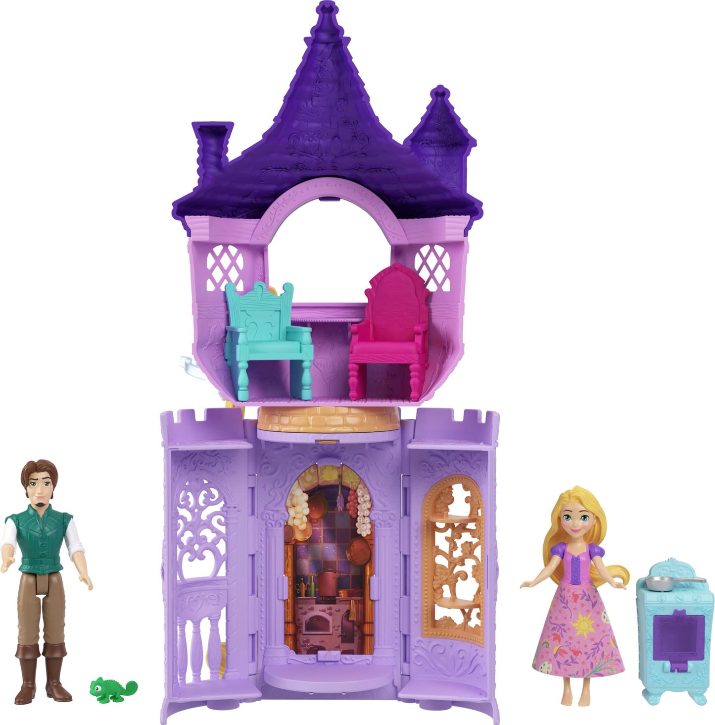 Mattel Disney Princess Toys Rapunzel Tower Playset with 2 Small Dolls Animal Figures Furniture & Accessories Tangled Story Time Stacker