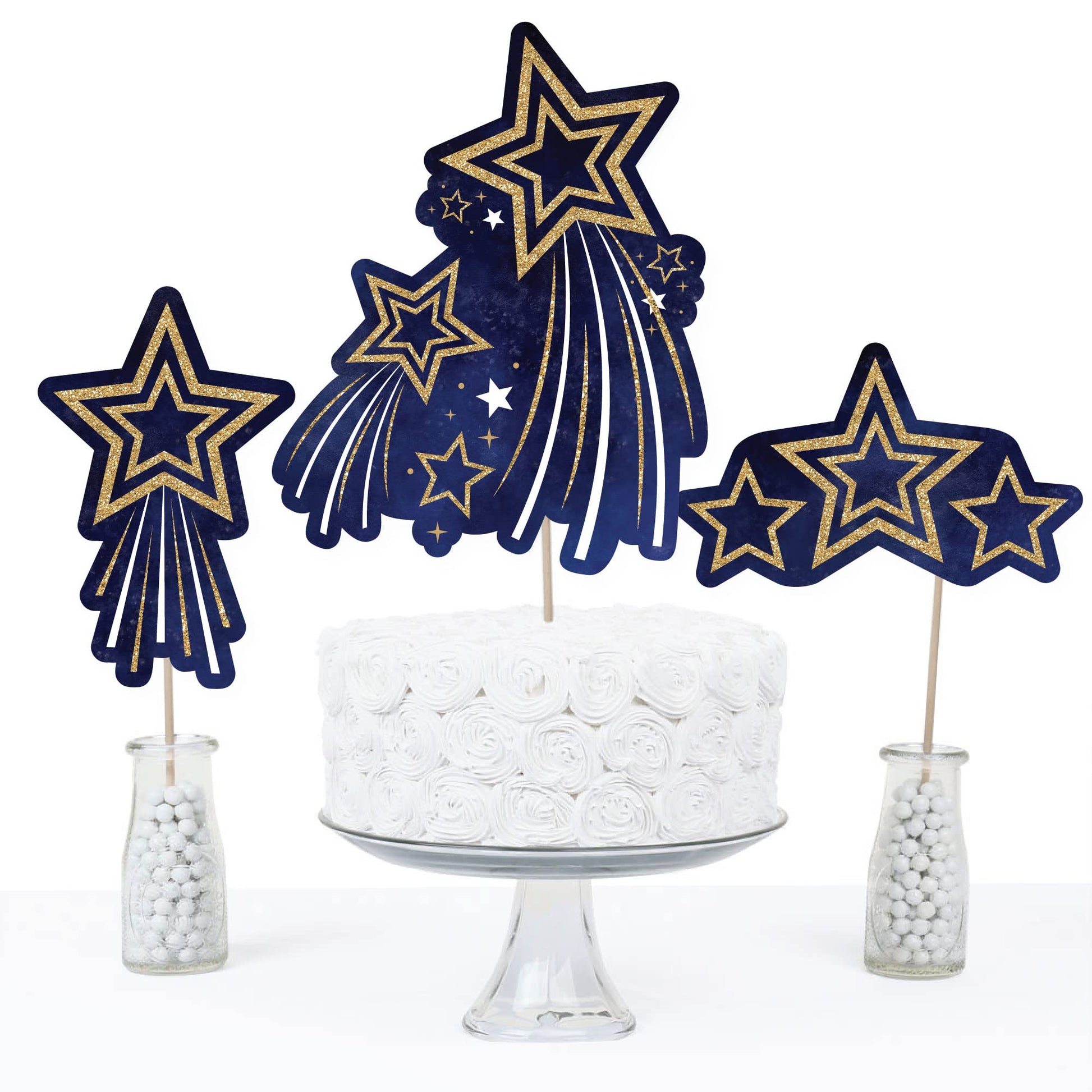 Big Dot of Happiness Starry Skies - Gold Celestial Party Centerpiece Sticks - Table Toppers - Set of 15