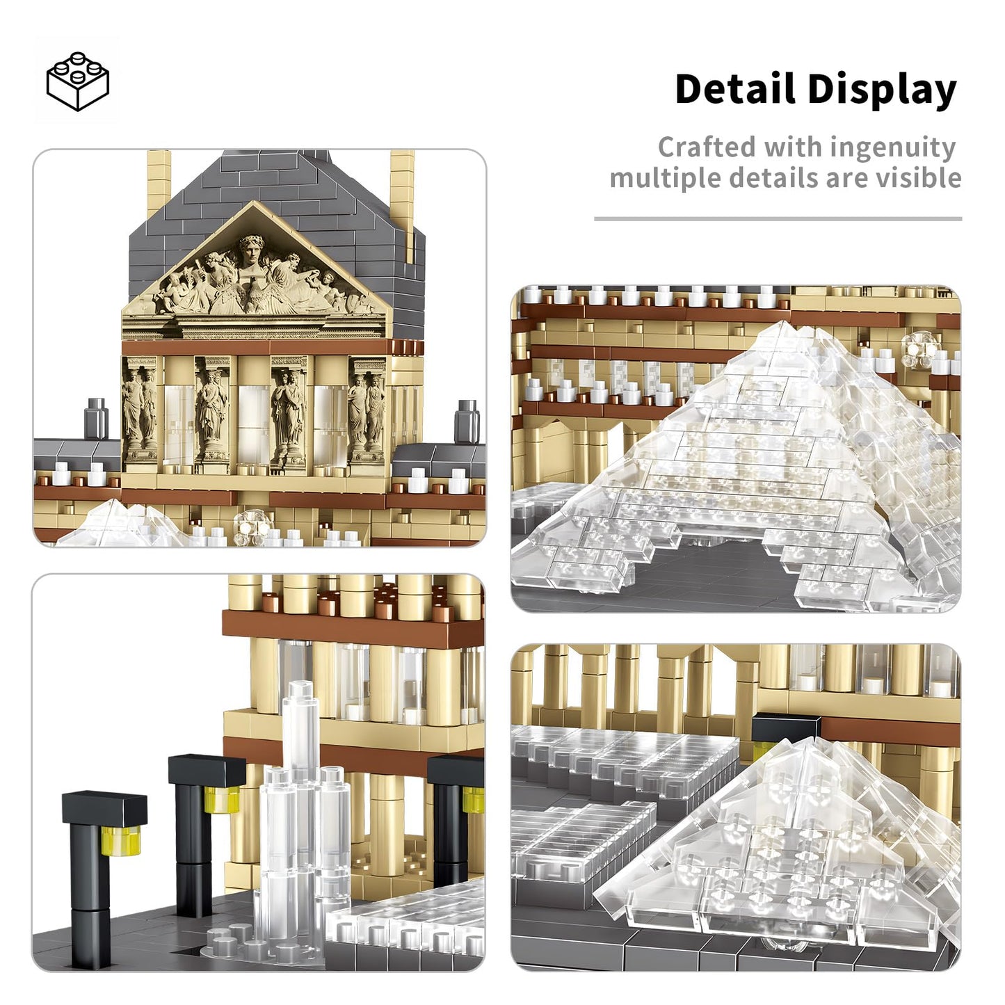 CSNRHG Paris Louvre Museum Model Building Blocks Set Micro Bricks World Famous Architecture Educational Toys for Kids Adults 3377 Piece Birthday
