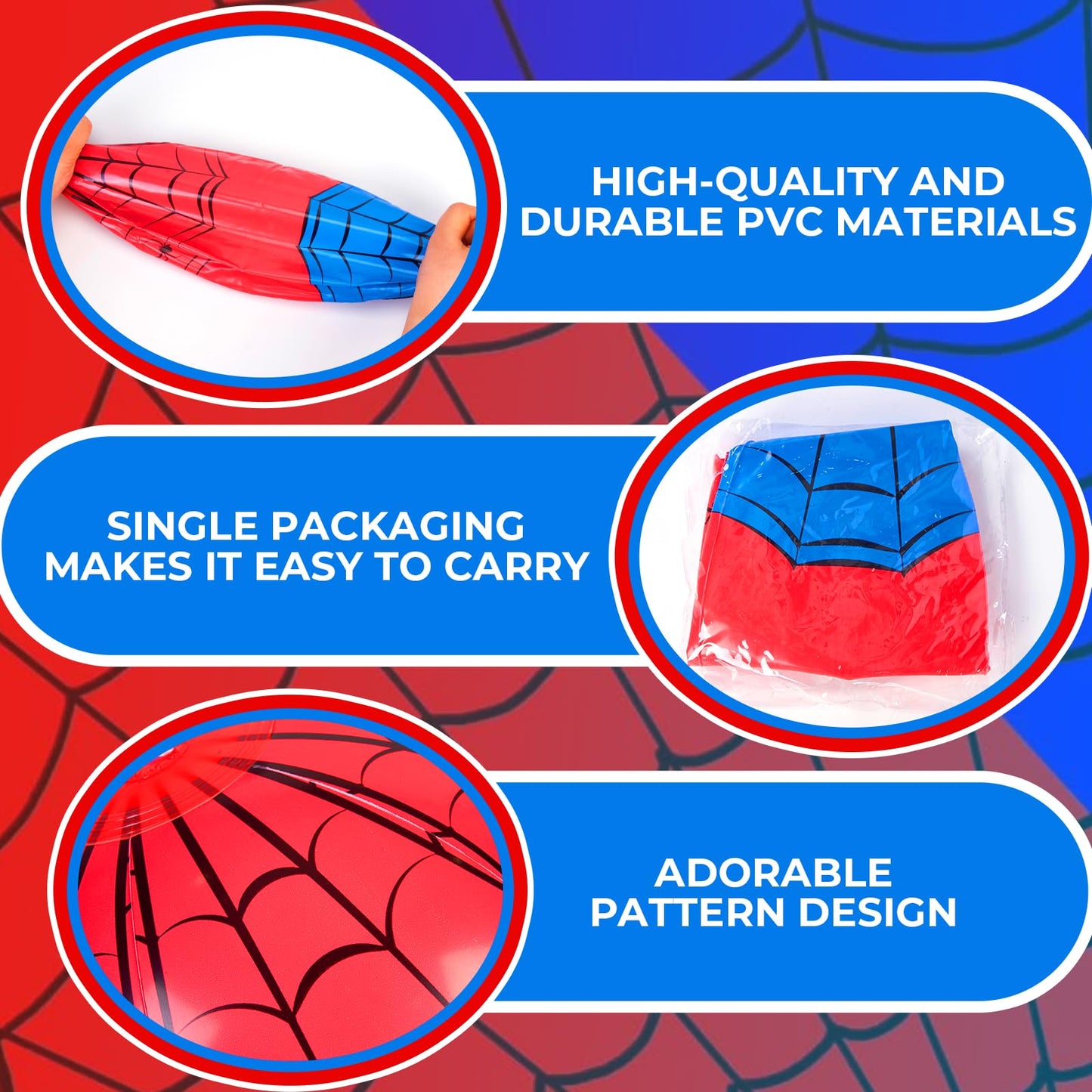 12 Pack Spider Theme Beach Ball - 9.84" Bulk Inflatable Beach Balls for Summer Water Games Pool Games, Blue and Red Spider Web Birthday Party