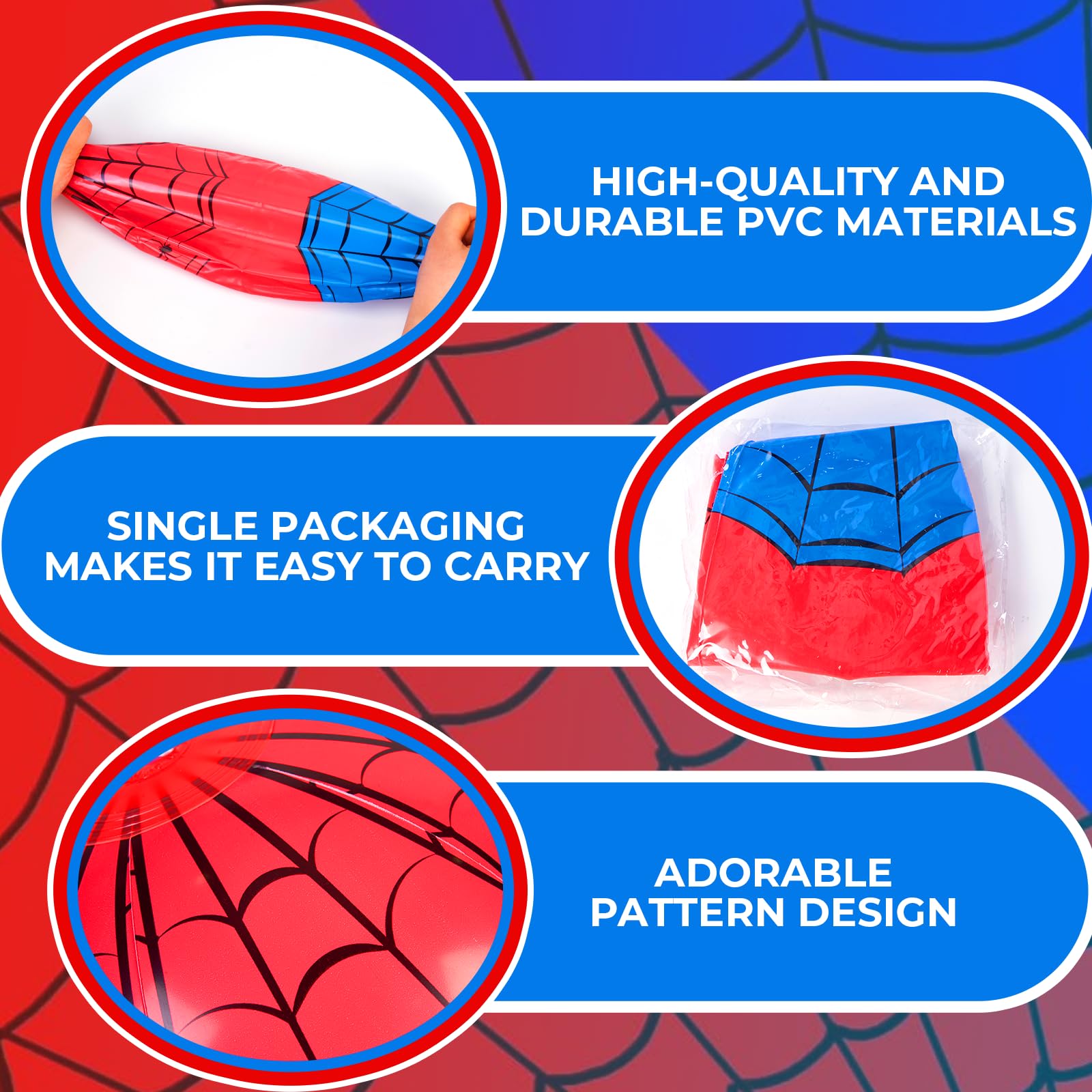 12 Pack Spider Theme Beach Ball - 9.84" Bulk Inflatable Beach Balls for Summer Water Games Pool Games, Blue and Red Spider Web Birthday Party