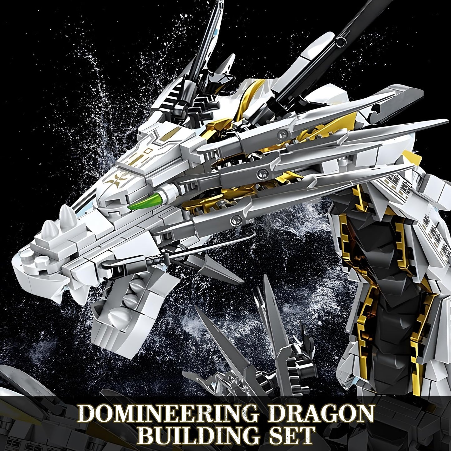 HIGH GODO Dragon Building Blocks Sets for Adults, White Mechanical Dragon Animal Building Model Collectible Display Toys, Cool Creative Gifts