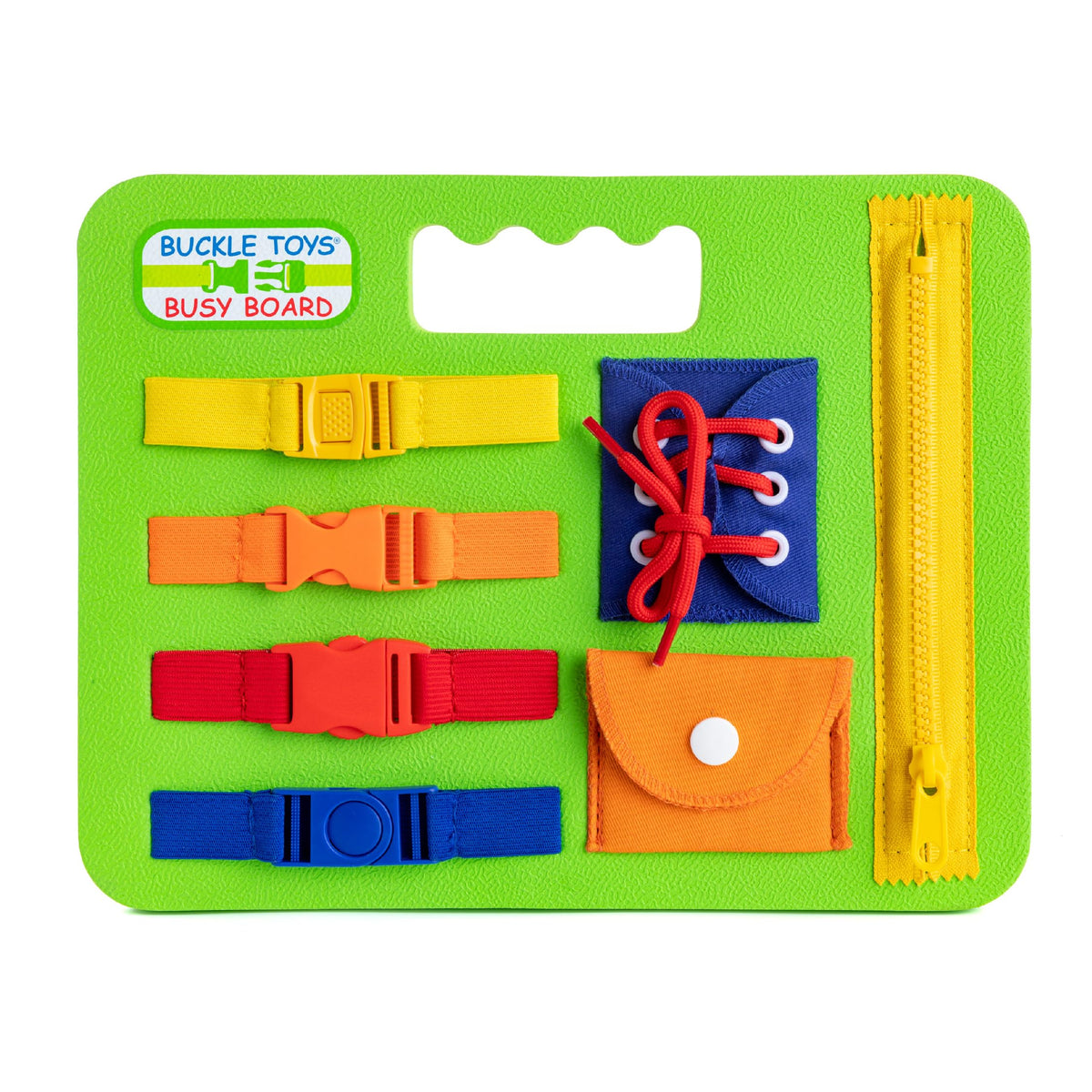 Buckle Toy, Busy Board, Green, Montessori Learning Toy for Toddlers