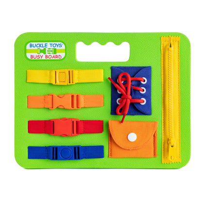 Buckle Toy, Busy Board, Green, Montessori Learning Toy for Toddlers