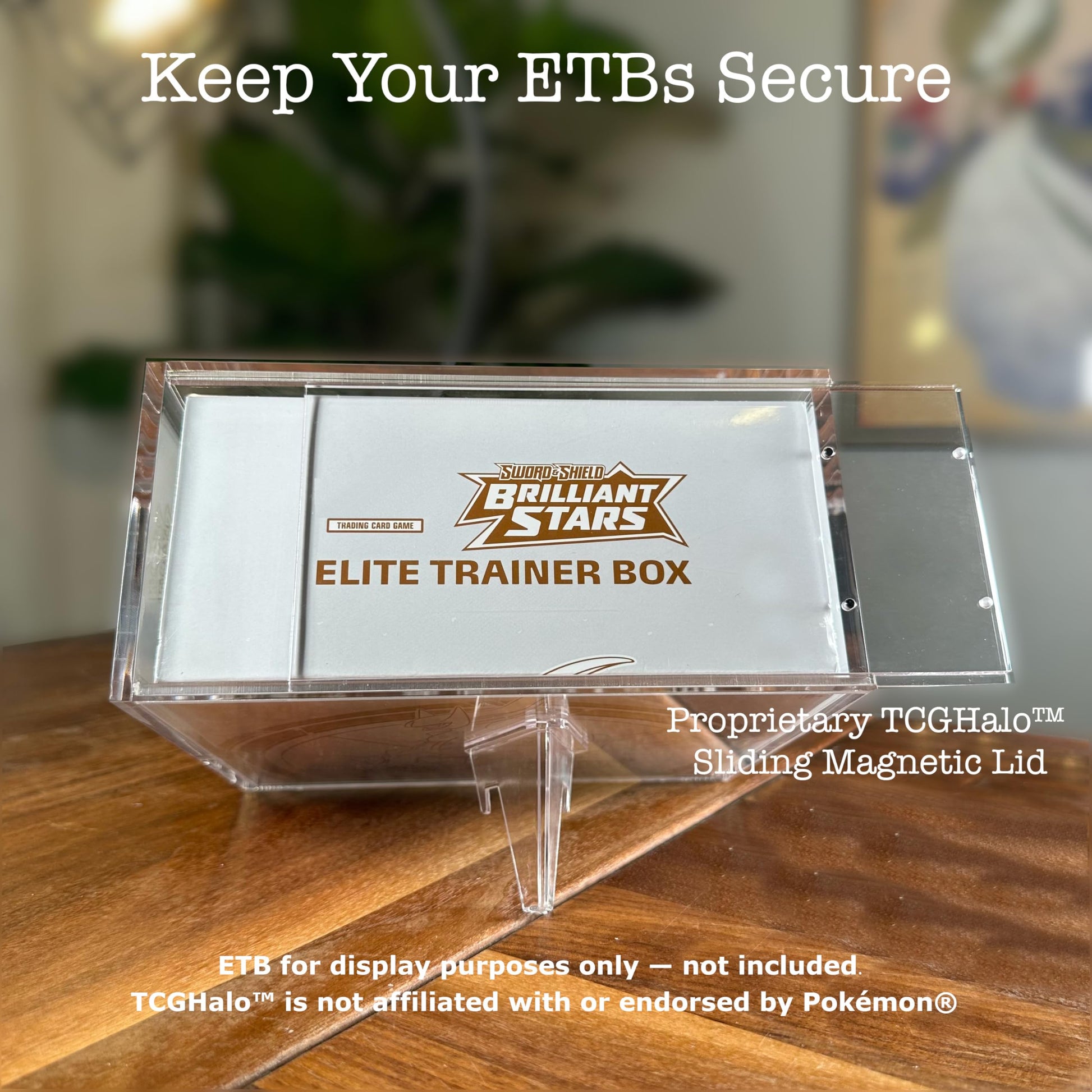 TCGHalo Acrylic ETB Case (3 Pack) - Secure Sliding Magnetic Top Loading Clear Case - Elite Trainer Box Clear Display Case 6mm Thick Acrylic