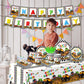 Dydamud Monster Truck Party Supplies,Monster Machine Happy Birthday Checkered Tableware Sets Include Monster Trucks Theme Party Paper Plate Napkins