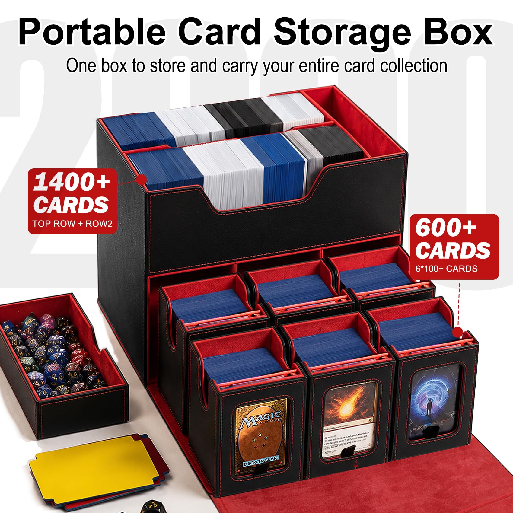 MTG Deck Box for Commander & TCG, Trading Card Storage Box with Handle