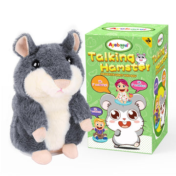 Ayeboovi Talking Hamster Repeats What You Say, Toy for 3 4 5 6 Years Old Boys Girls Birthday Gift, Autism Fun Stuffed Animals Interactive Plush for