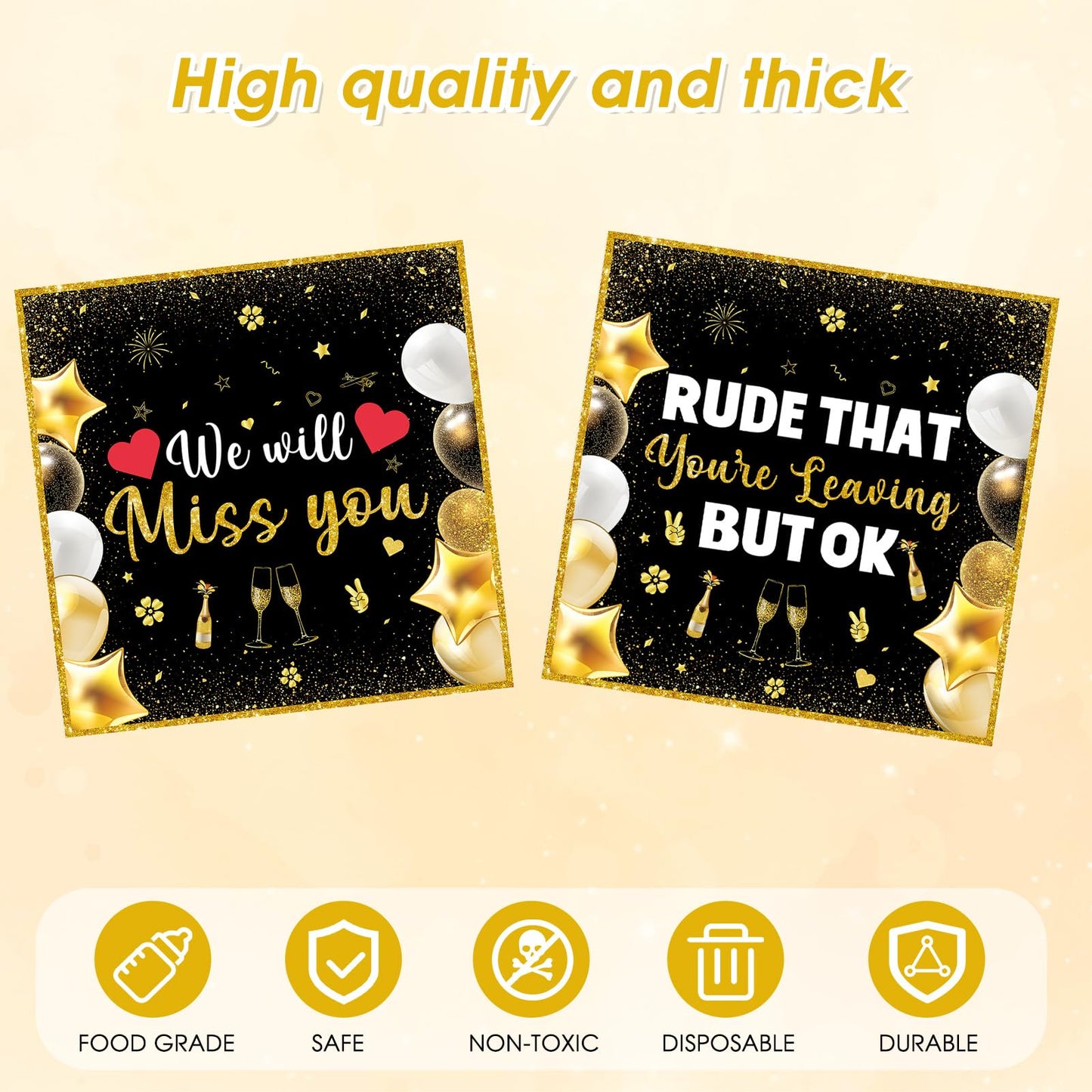 41Pcs We Will Miss You Decorations Rude That You'Re Leaving But Ok Party Supplies Black Gold Plates Napkins Tablecloth, for Coworker Leaving Farewell