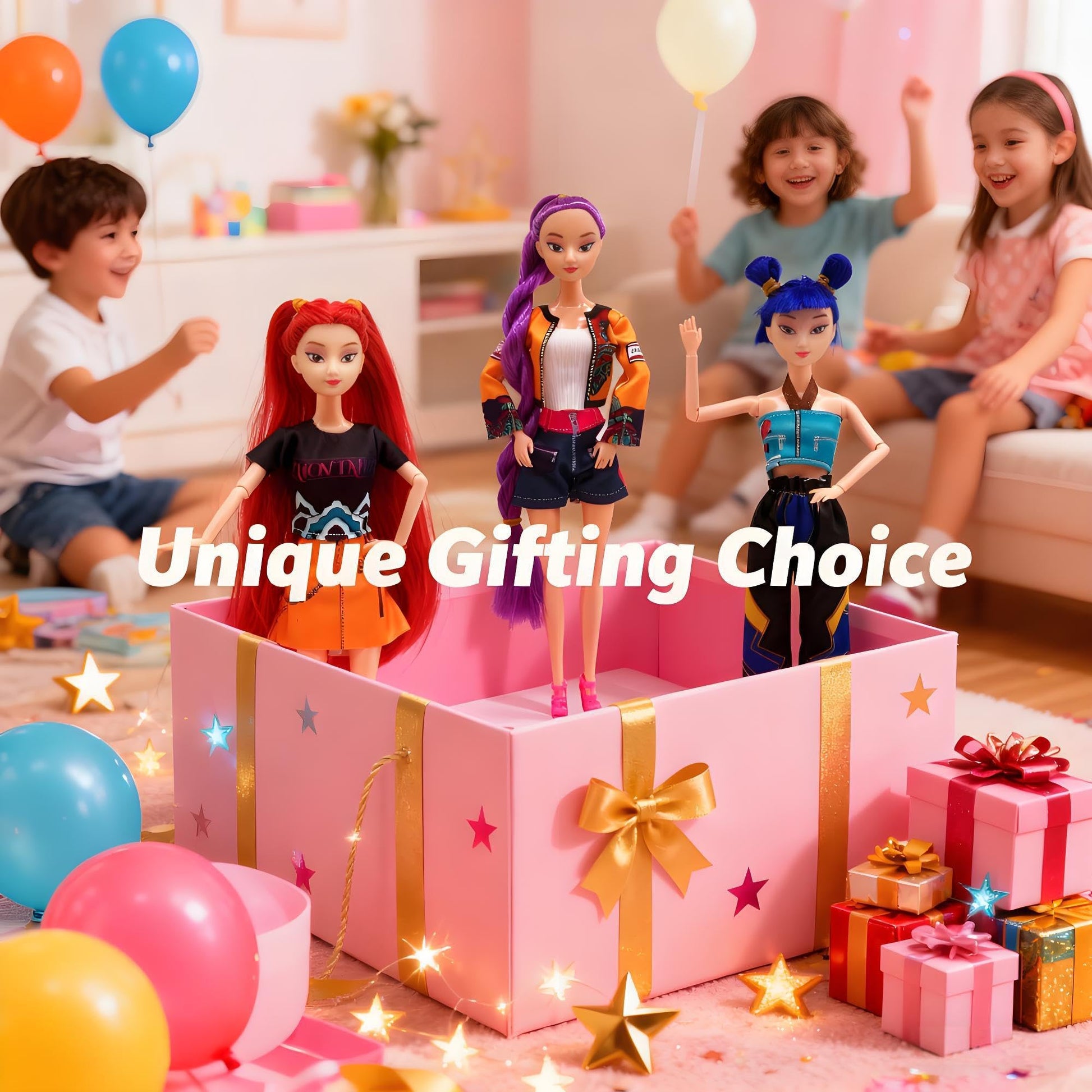 BURHAIR 3Pcs Demon Hunters Toys Action Dolls Set, 11.5-inch Poseable Dolls with Movable Joints, Collectible Model Toys for Fans and Kids Game Gift