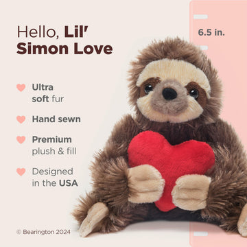 Bearington Sloth Plush Stuffed Animals 6 Inch, Ideal Plushies Gift for Kids & Girlfriends