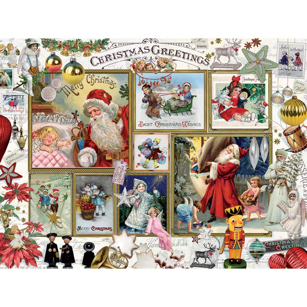 Bits and Pieces - 500 Piece Jigsaw Puzzle for Adults - Christmas Greetings Jigsaw Puzzles by Artist Barbara Behr, Completed Puzzle Size: 18" x 24"