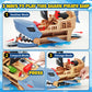 DUKVSG Shark Pirate Ship Toy Car Playset with Biting Jaws, 8 Race Cars, Launching Anchor and Turret, Great Play Shark Corsair & Race Cars, Birthday