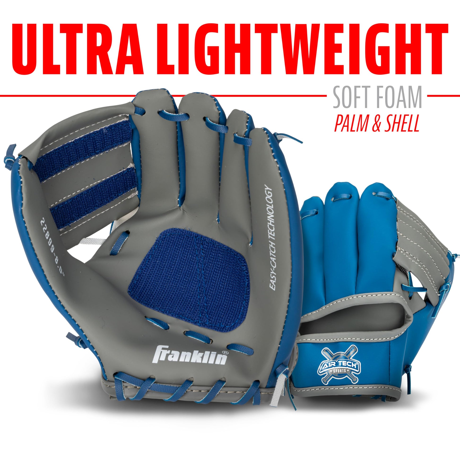 Franklin Sports Stiktek Toy Baseball Glove + Ball Set - 8" - Grey + Navy