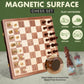 ECOCRAFTER 15'' 2 in 1 Wooden Magnetic chess and checkers set (2 Extra Queens, Foldable Chess set & Cotton Storage Bag) Magnetic Chess Sets for Adults