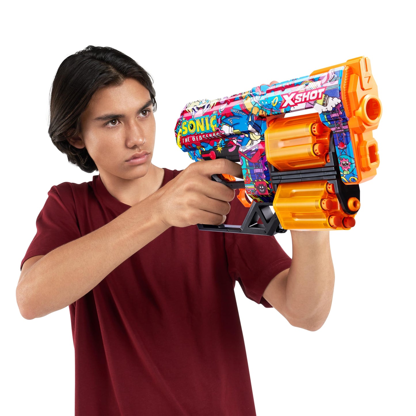 X-Shot Skins Dread Foam Blaster (12 Dart) by ZURU x Sonic The Hedgehog Toy for Kids, Teens, Adults
