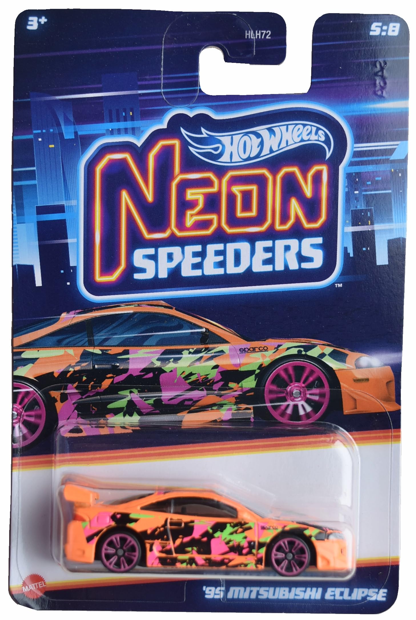 Mattel Hot Wheels '95 Mitsubishi Eclipse, Neon Speeders 5/8
