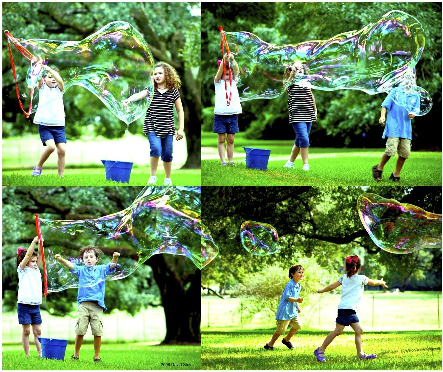 BUBBLETHING Big Bubbles Wand & Book - Blow Soap Bubbles 20-Feet-Long & More