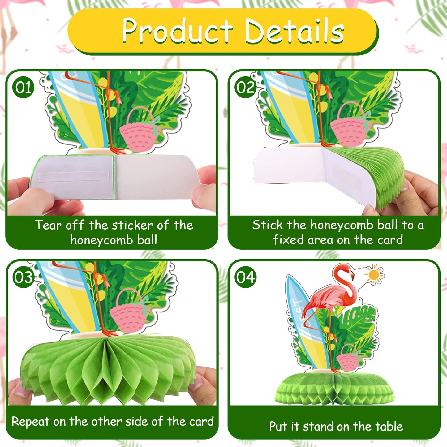 Tarklanda 9 Pcs Hawaii Beach Honeycomb Centerpieces, Summer Pool Party Table Toppers 3D Double Side Paper for Hawaii Luau Pool Birthday Photo Props