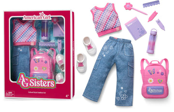 American Girl, AG Sisters School Style Fashion Set, Doll Clothes, for 14.5-inch Dolls, 10 pcs, for Ages 4+ (Amazon Exclusive)
