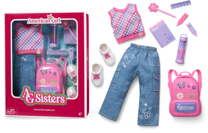 American Girl, AG Sisters School Style Fashion Set, Doll Clothes, for 14.5-inch Dolls, 10 pcs, for Ages 4+ (Amazon Exclusive)