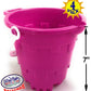 Matty's Toy Stop Beach Gear 7" Plastic Castle Mold Sand Buckets (Pails) with Easy Pour Spout and Handle Blue, Pink, Green & Yellow Party Set Bundle