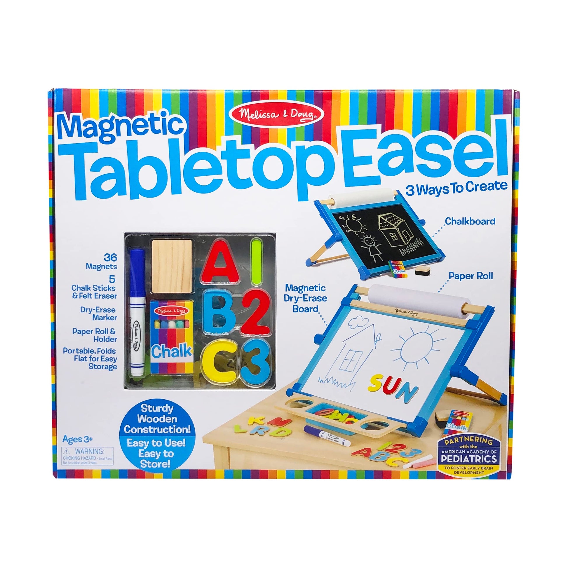 Melissa & Doug Double-Sided Magnetic Tabletop Art Easel - Dry-Erase Board and Chalkboard