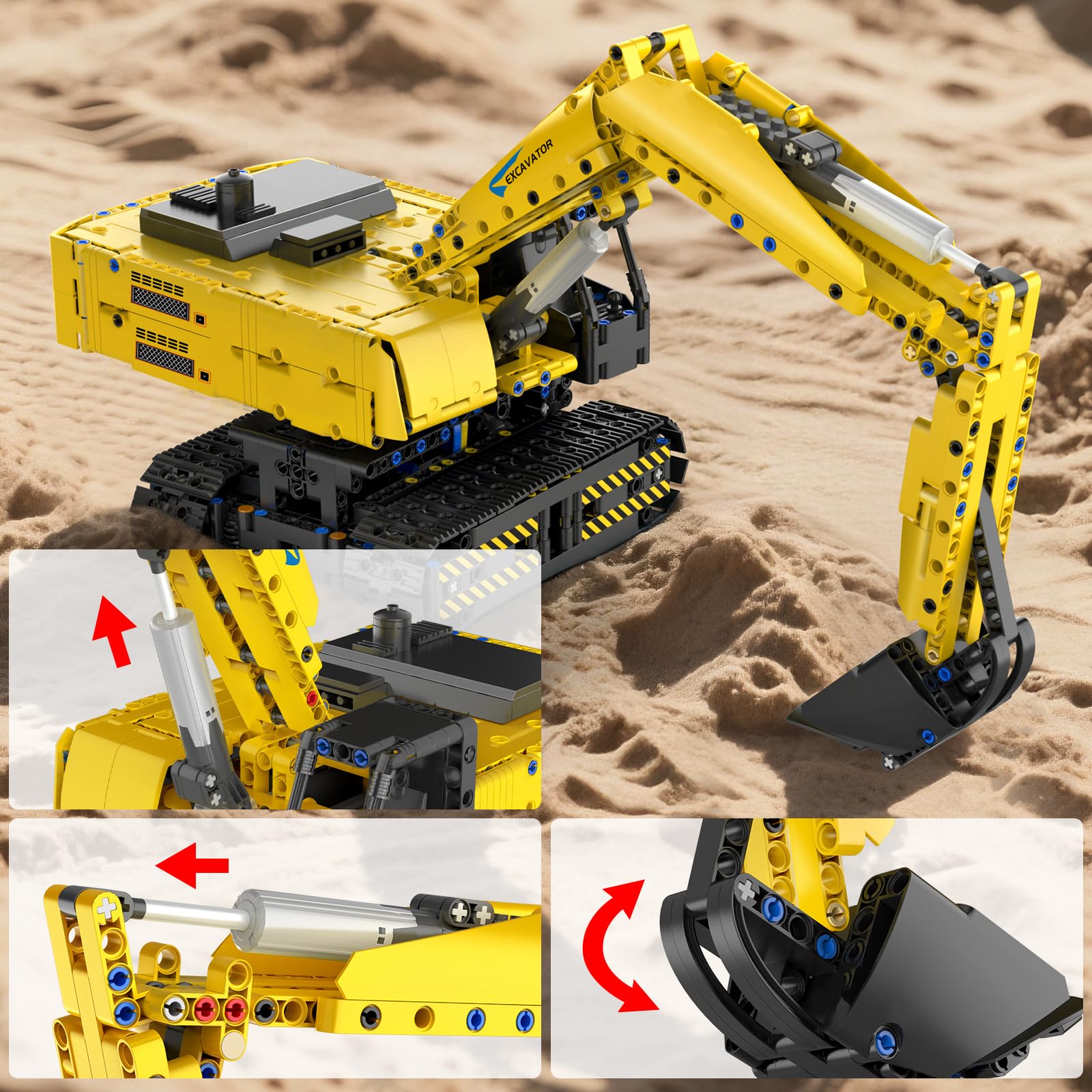 Mould King RC Excavator Building Sets, 15061 Construction Engineering Model Kits with APP Remote Control Building Kits, MOC Construction Vehicles Sets