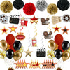 47 PCS Movie Party Decorations Kit Now Showing Banner Hanging Swirls Balloons for Movie Themed Wedding Bridal Baby Shower Birthday Parties
