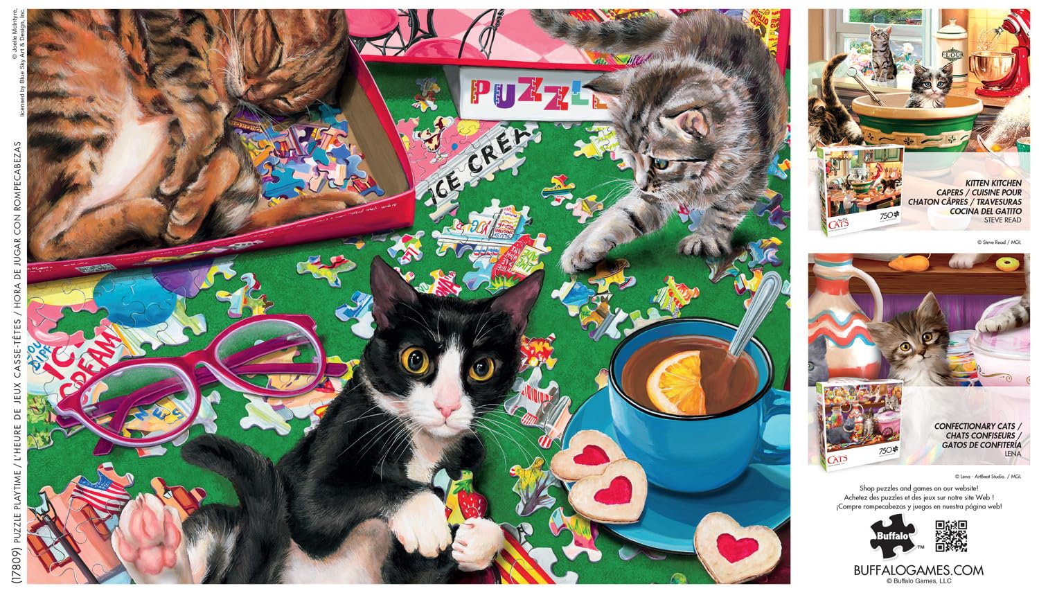 Buffalo Games Cat Puzzle for Adults, Puzzle Playtime, 750 Piece, 24x18 in