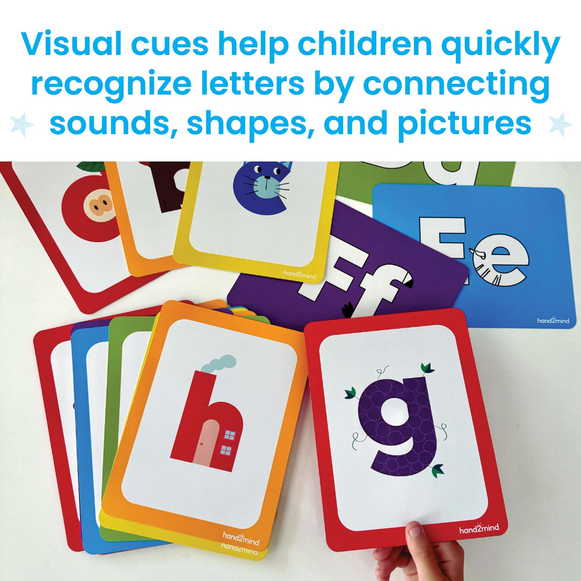 hand2mind Alphabet Picture Mnemonic Cards, ABC Flashcards for Kids, Classroom Alphabet Cards, Early Learning Flash Cards, Letter Recognition