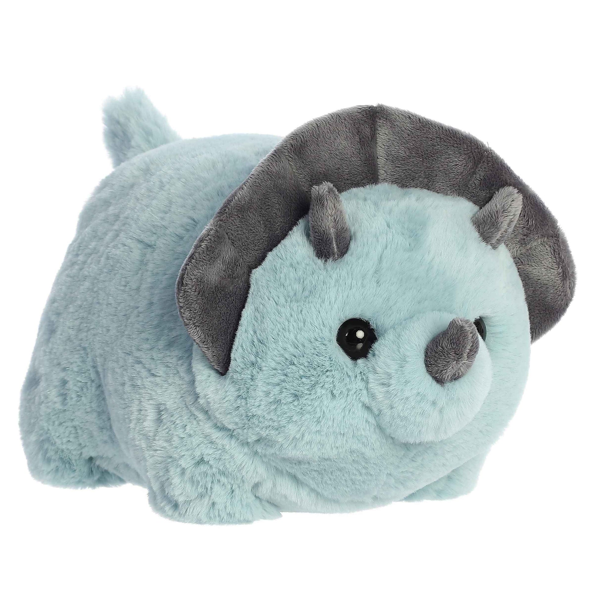 Aurora® Adorable Spudsters™ Taren Triceratops™ Stuffed Animal - Round Shape Makes For Comforting Cuddles - Perfect for Kids All Ages and Animal Loving
