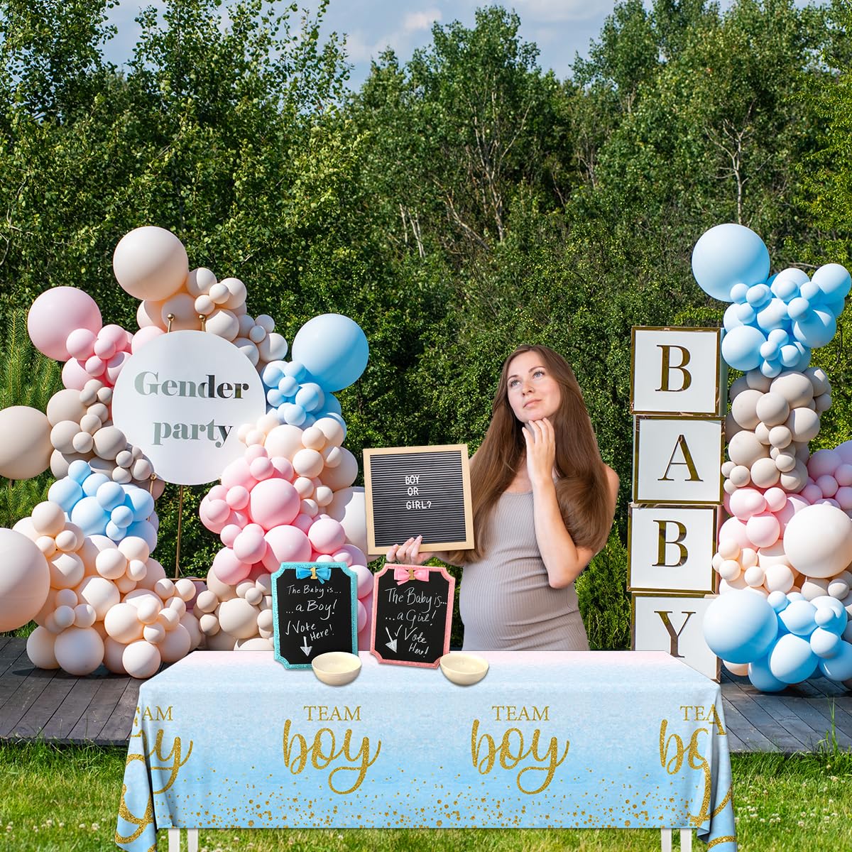 Gender Reveal Party Supplies - 3Pack Gender Reveal Tablecloth Team Boy or Girl Plastic Rectangle Table Cloth Pink Blue Baby Shower Table Decoration