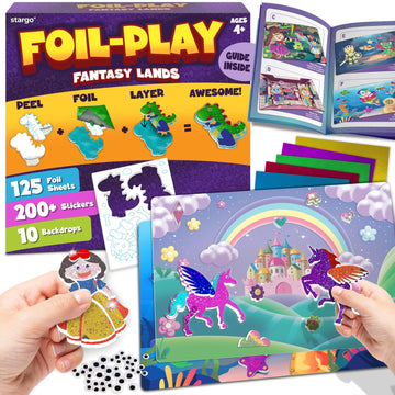 Foil Creative Art Kit for Kids, Fun Craft Set with Triple-Layer 3D Stickers & Foil Sheets - Creative Arts & Crafts for Birthday Party, Girls, Boys DIY