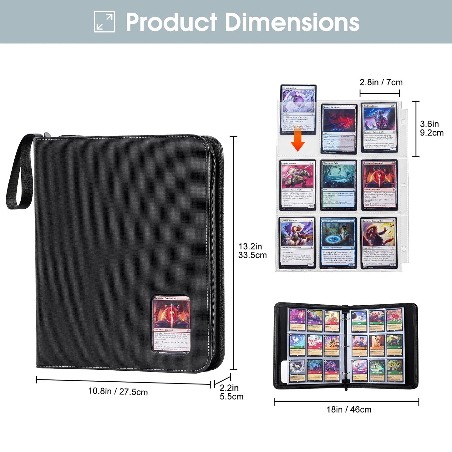 ProCase 900 Pockets Card Binder with Clear Window for Trading Cards, 9 Double Sided Pockets Cards Colletction Album Holder with Removable Sleeves for