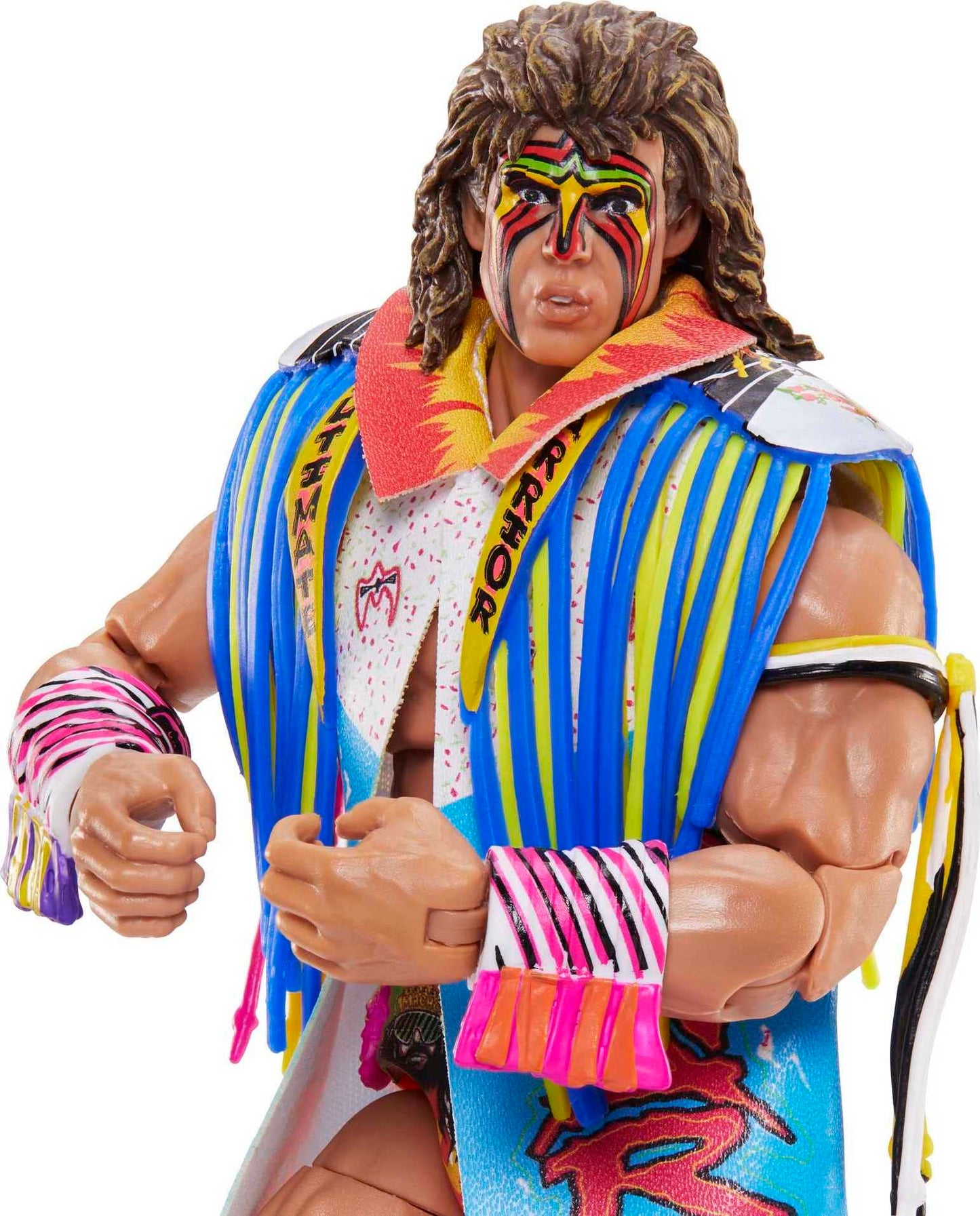 Mattel WWE Ultimate Edition Action Figure & Accessories Set, Warrior 6-inch Collectible with 30 Articulation Points, Swappable Pieces & Entrance Gear