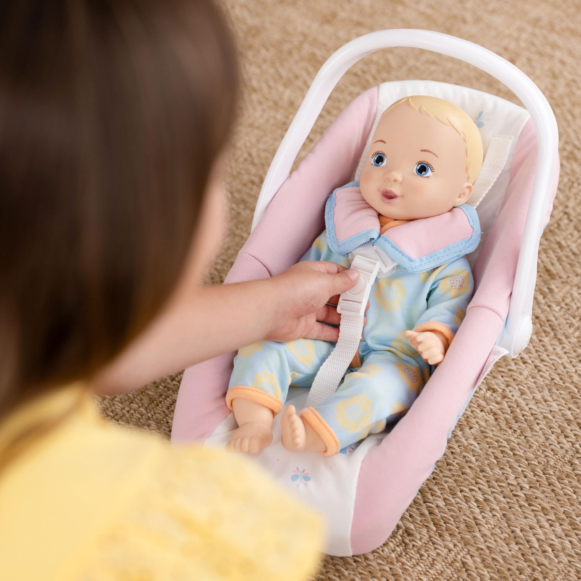 Acorn Avenue 14 Inch Soft Baby Doll for Toddlers 1-3, with Removable Clothes & Pacifier, Toddler Doll Toy (Blue Caucasian)