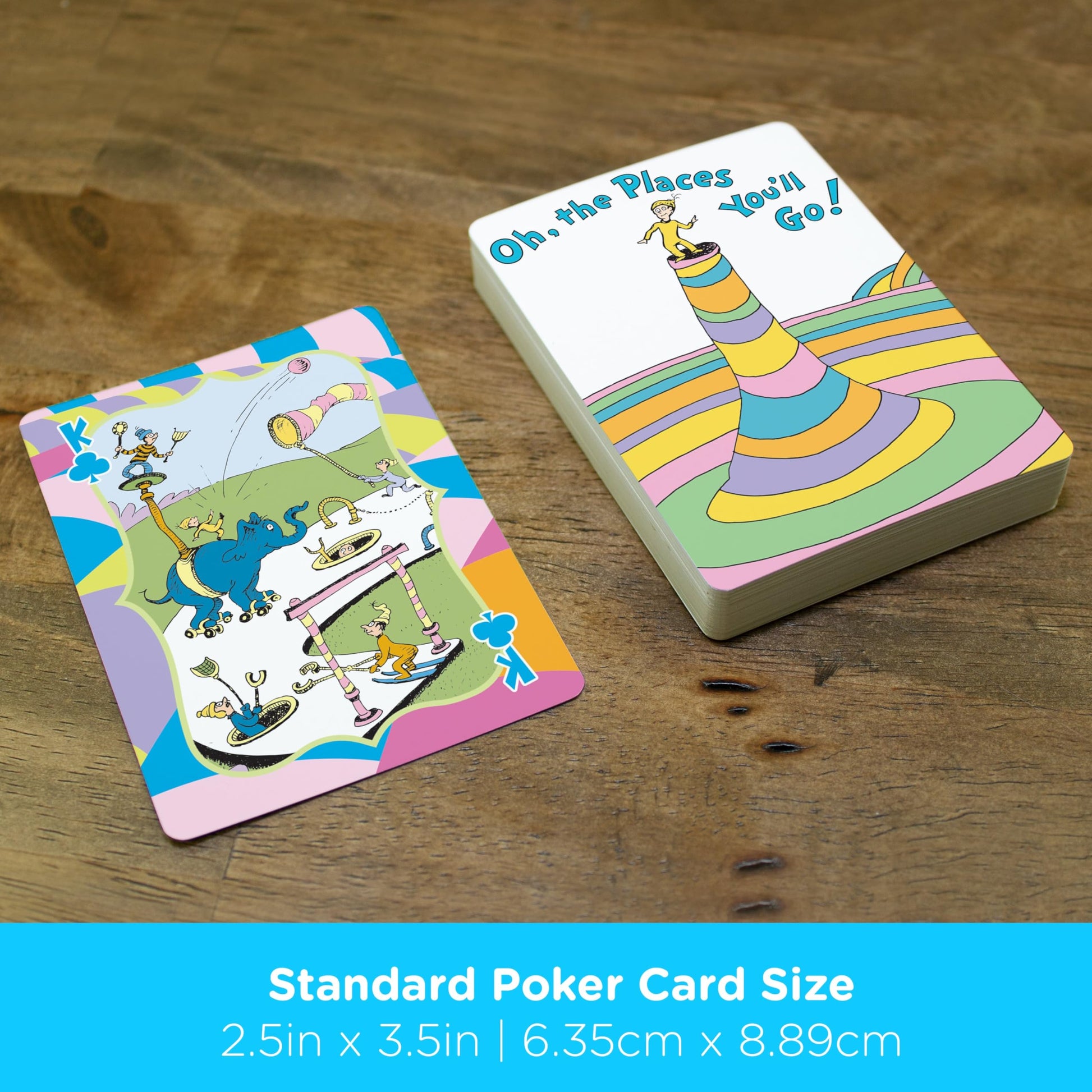 Aquarius Oh The Places You'll Go Playing Cards Standard Size - Dr Seuss Themed Novelty Deck with 52 Unique Designs - Collectible Merchandise Gift