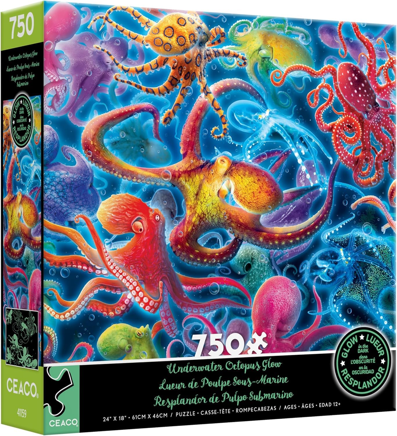 Ceaco - Glow in The Dark - Underwater Octopus - 750 Piece Jigsaw Puzzle