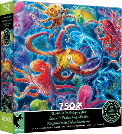 Ceaco - Glow in The Dark - Underwater Octopus - 750 Piece Jigsaw Puzzle