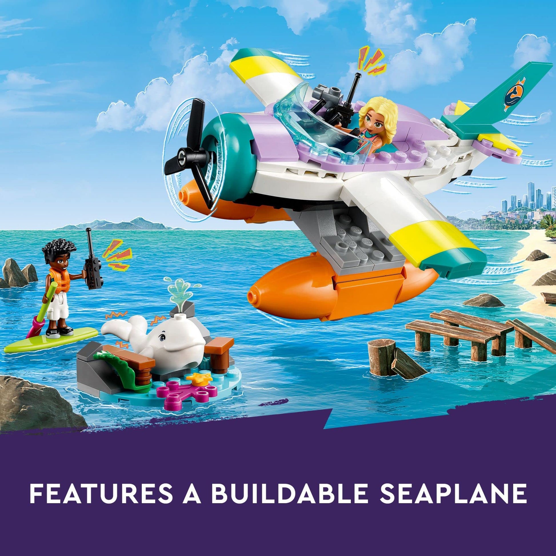 LEGO Friends Sea Rescue Plane 41752 Building Toy, Creative Fun for Girls and Boys Ages 6+, Includes 2 Mini-Dolls and a White Whale Plus Lots of